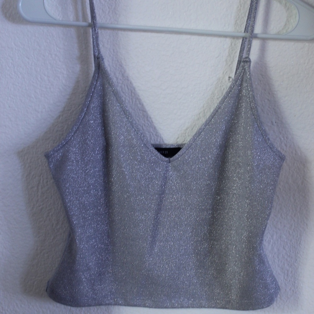 Light Blue Sparkle Crop cami top